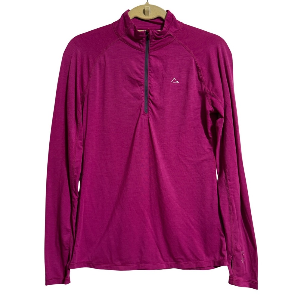 Paradox Womens Merino Blend 1/4 Zip Pullover Magenta Pink Active Top Size S